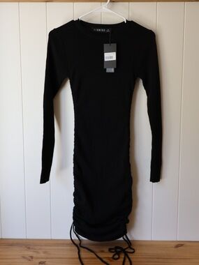 NWT Revolve Lioness military minds Black Long Sleeve Ruched Midi Dress 2